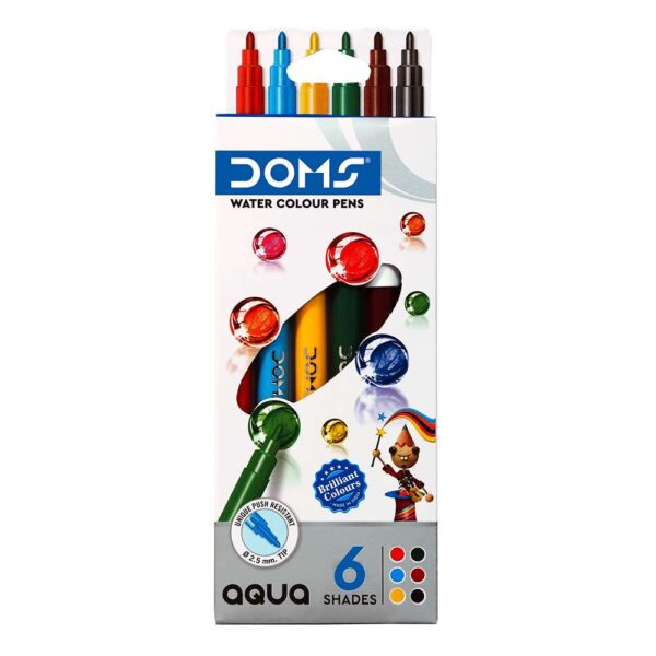 DOMS Aqua Water Colour Pens 6 Shades